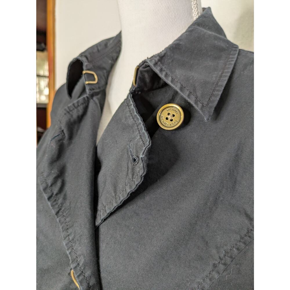 Michael Kors Black Double Breasted Belted Trench Coat / Jacket Womens Size M - Picture 4 of 10